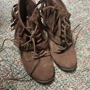 Brown indigo rd boots with buckle